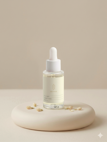 Skincare dropper bottle with a beige background